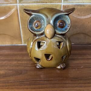 Vintage Momentum Ceramic Owl Candle Tea Light Candle Holder